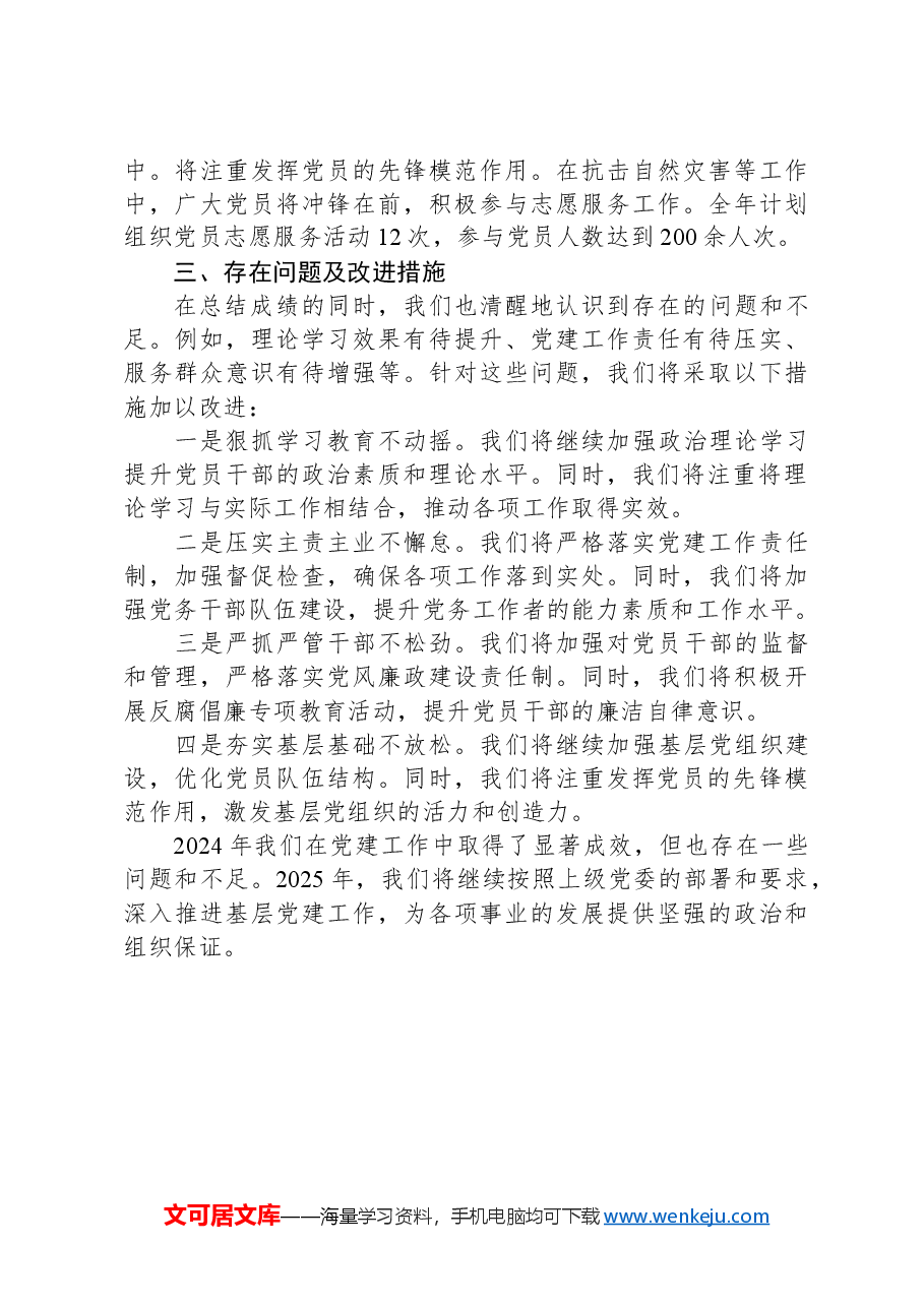 2024年党建工作总结及2025年党建工作计划汇报.docx，第4页预览