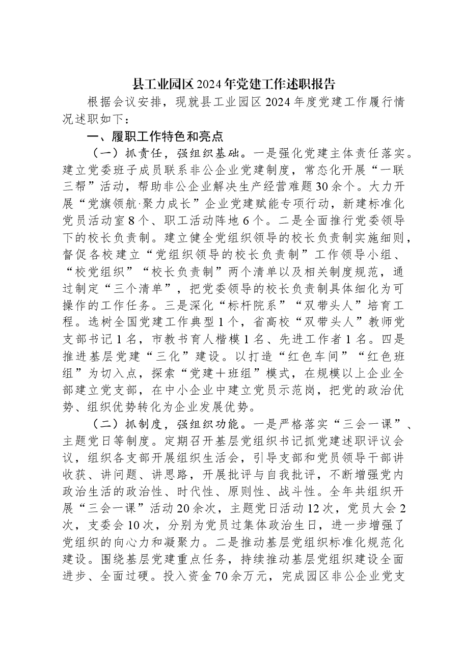 县工业园区2024年党建工作述职报告.docx,第1页预览