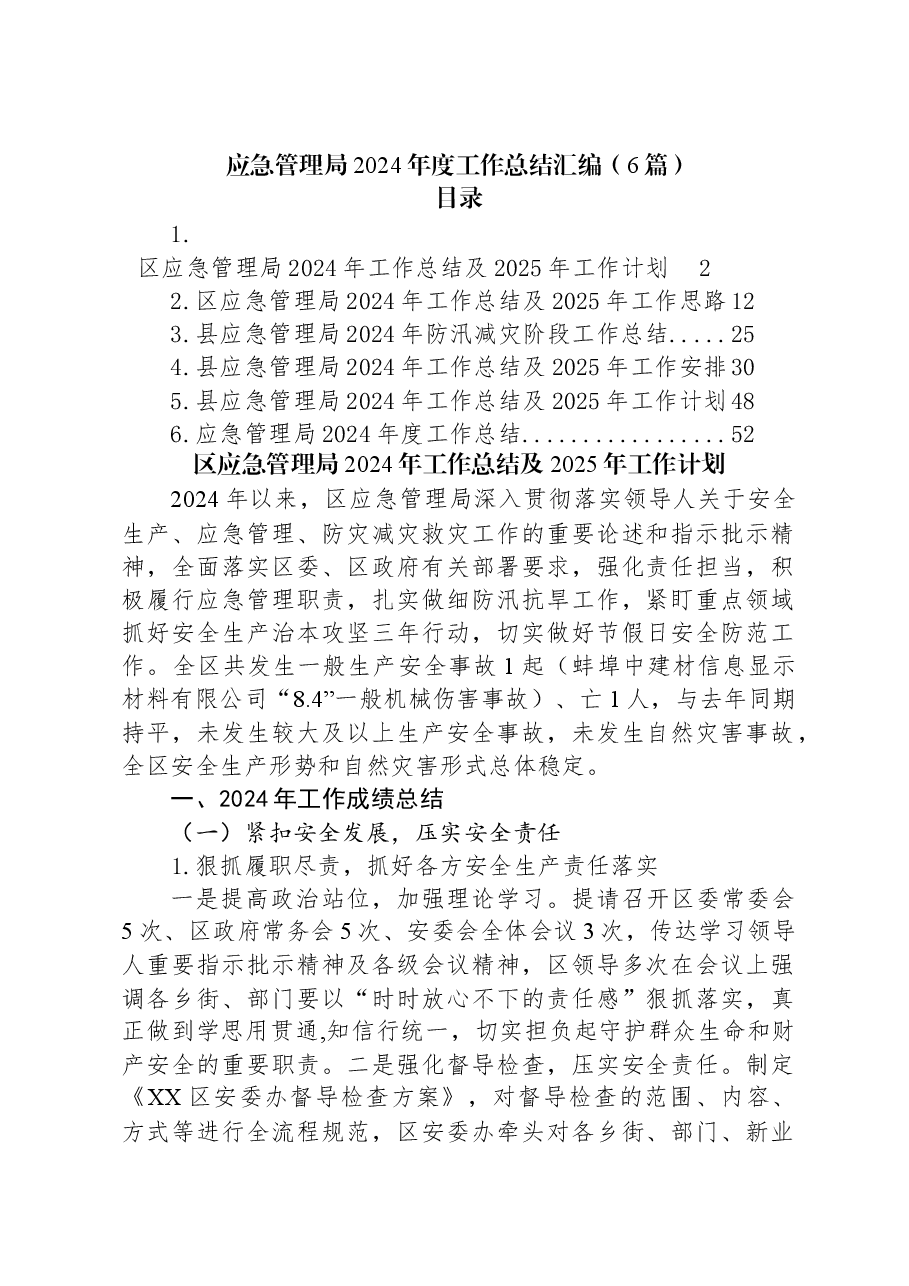 (6篇)应急管理局2024年度工作总结汇编.docx,第1页预览