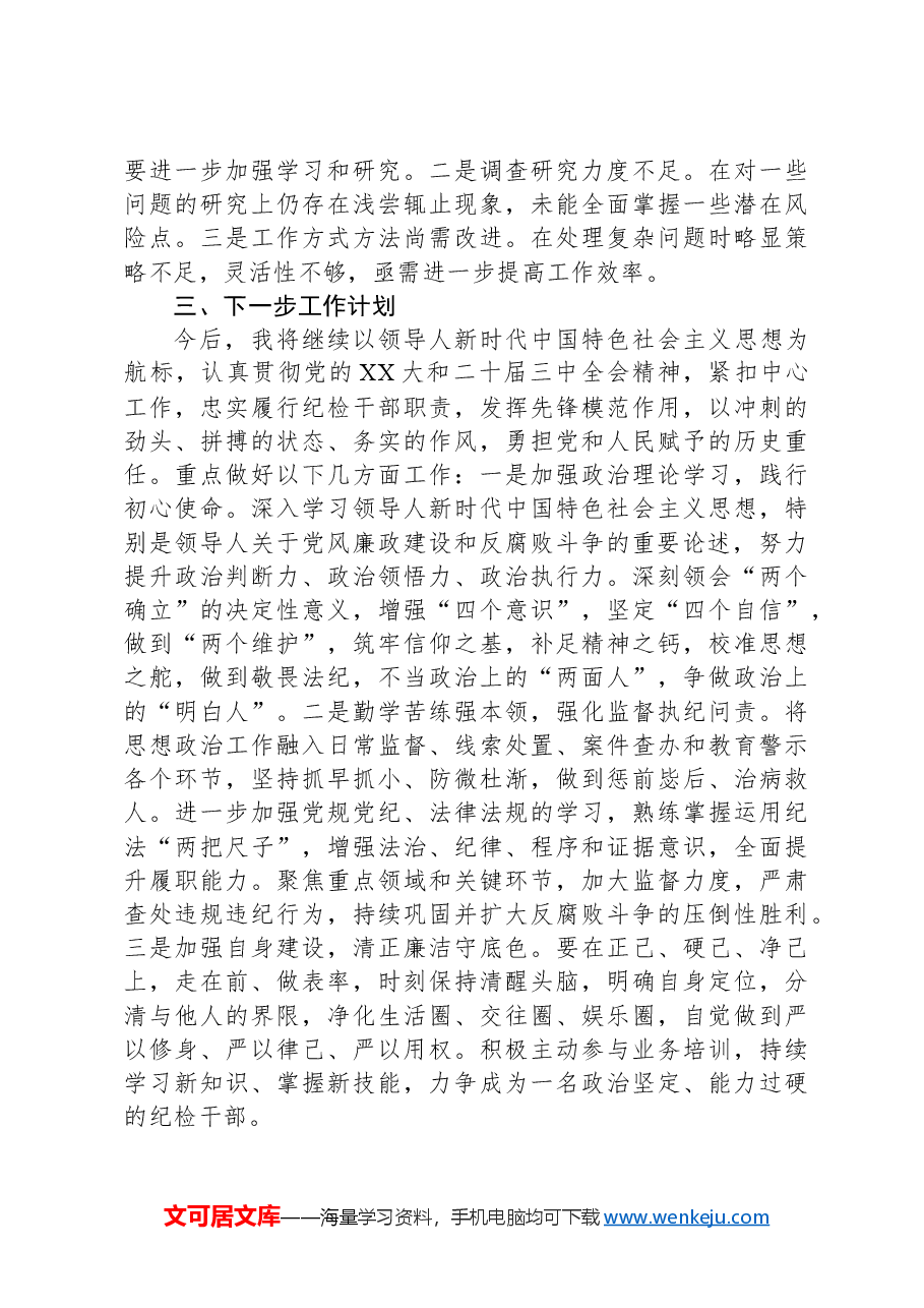 2024年纪检监察干部个人述职报告.docx,第3页预览