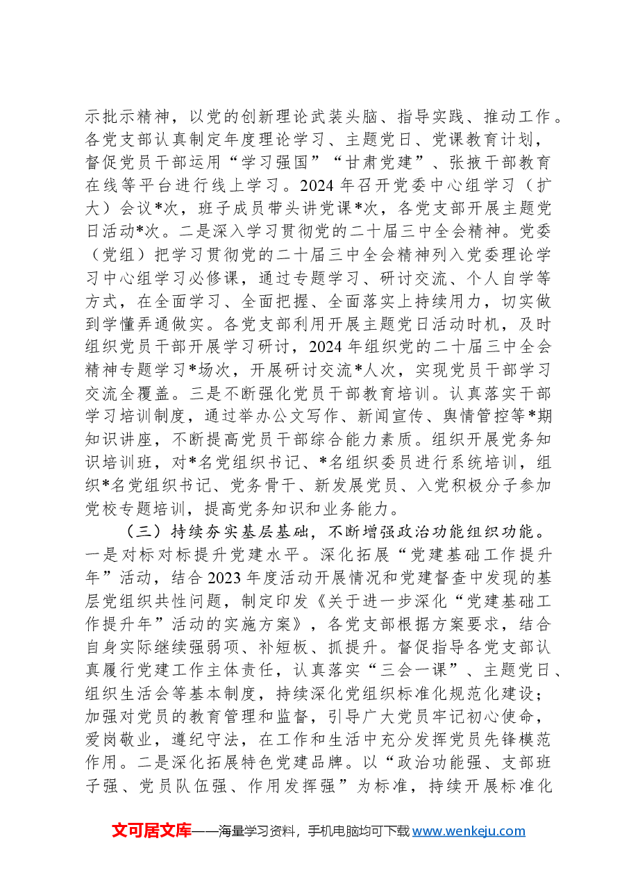 党委书记2024年抓党建述职报告.docx,第2页预览