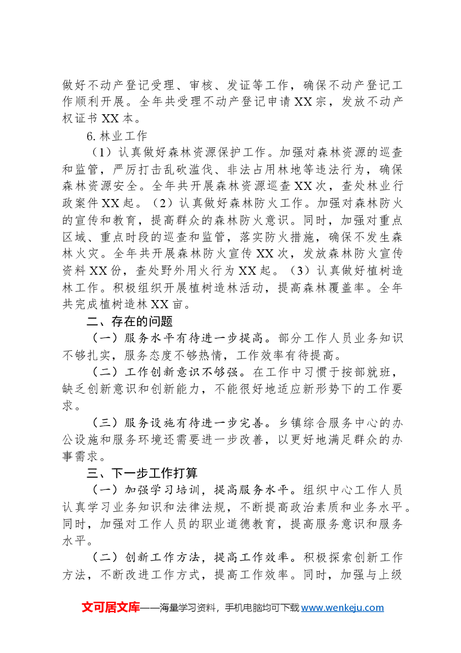 乡镇综合服务中心2024年度工作总结.docx,第4页预览