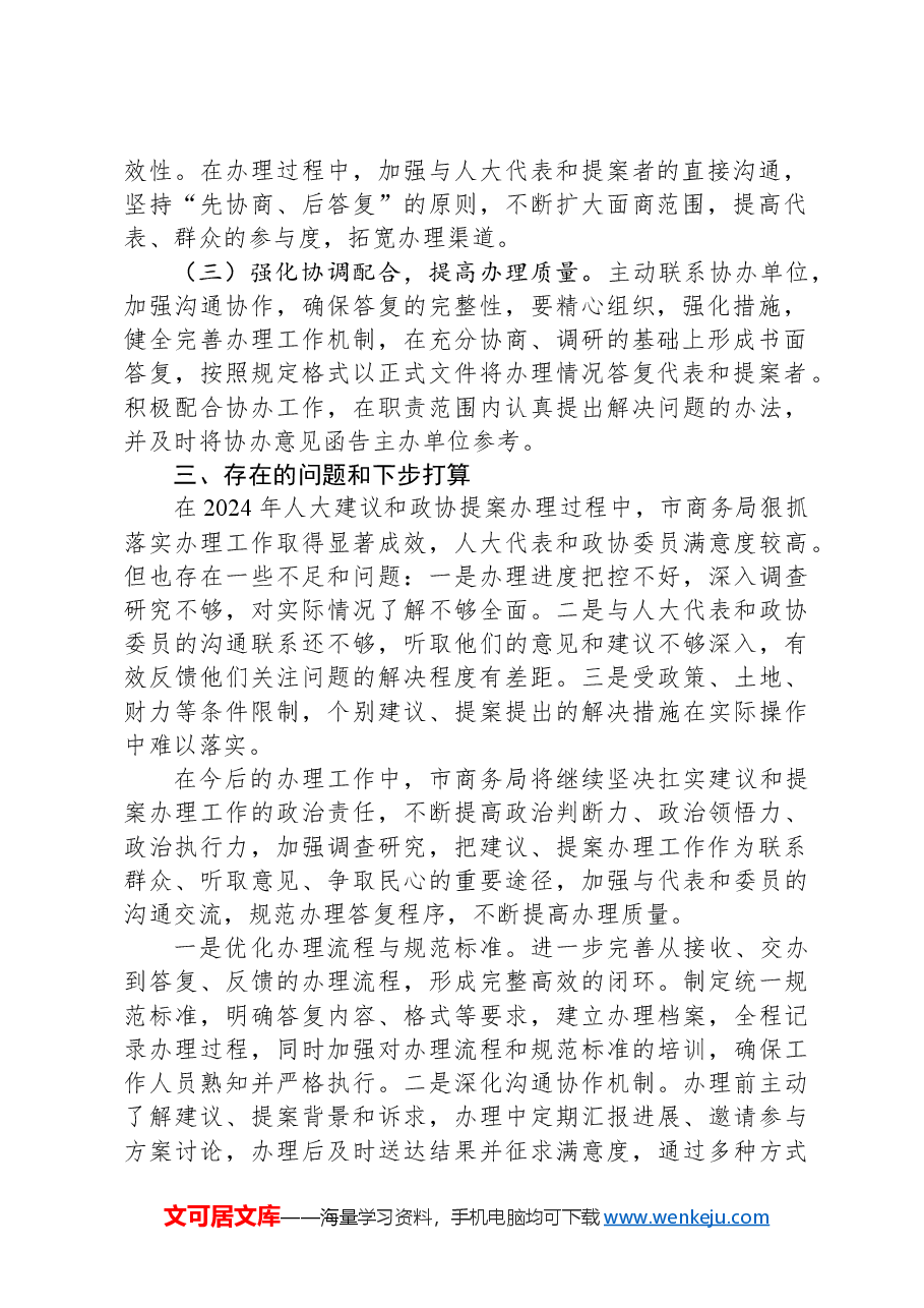 市商务局关于2024年市人大建议和政协提案办理情况工作总结.docx,第2页预览
