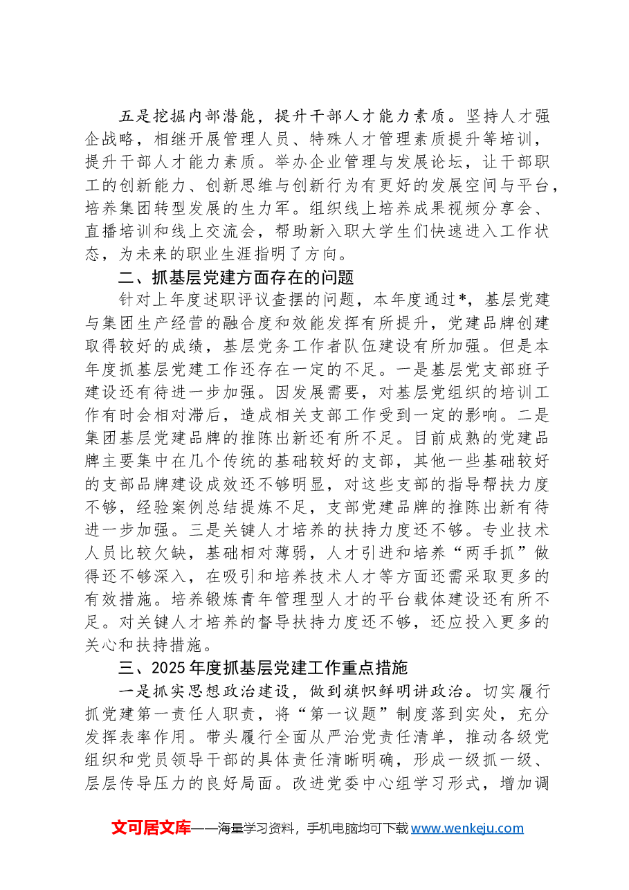 国企2024年度书记抓基层党建述职报告.docx，第2页预览