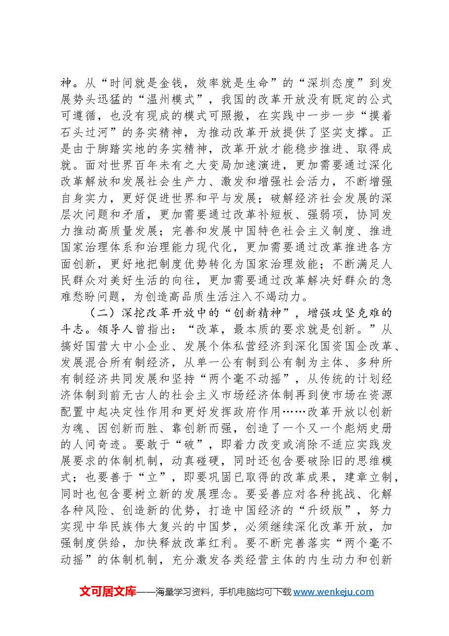 党课讲稿:弘扬伟大改革开放精神+以改革精神推动工作迭代跃升.docx,第4页预览