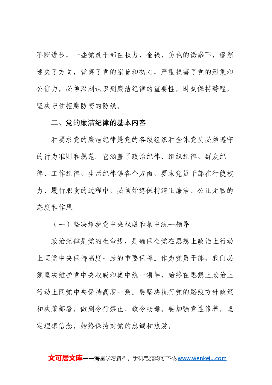 党课讲稿:严明党的廉洁纪律,守住拒腐防变防线.docx,第2页预览