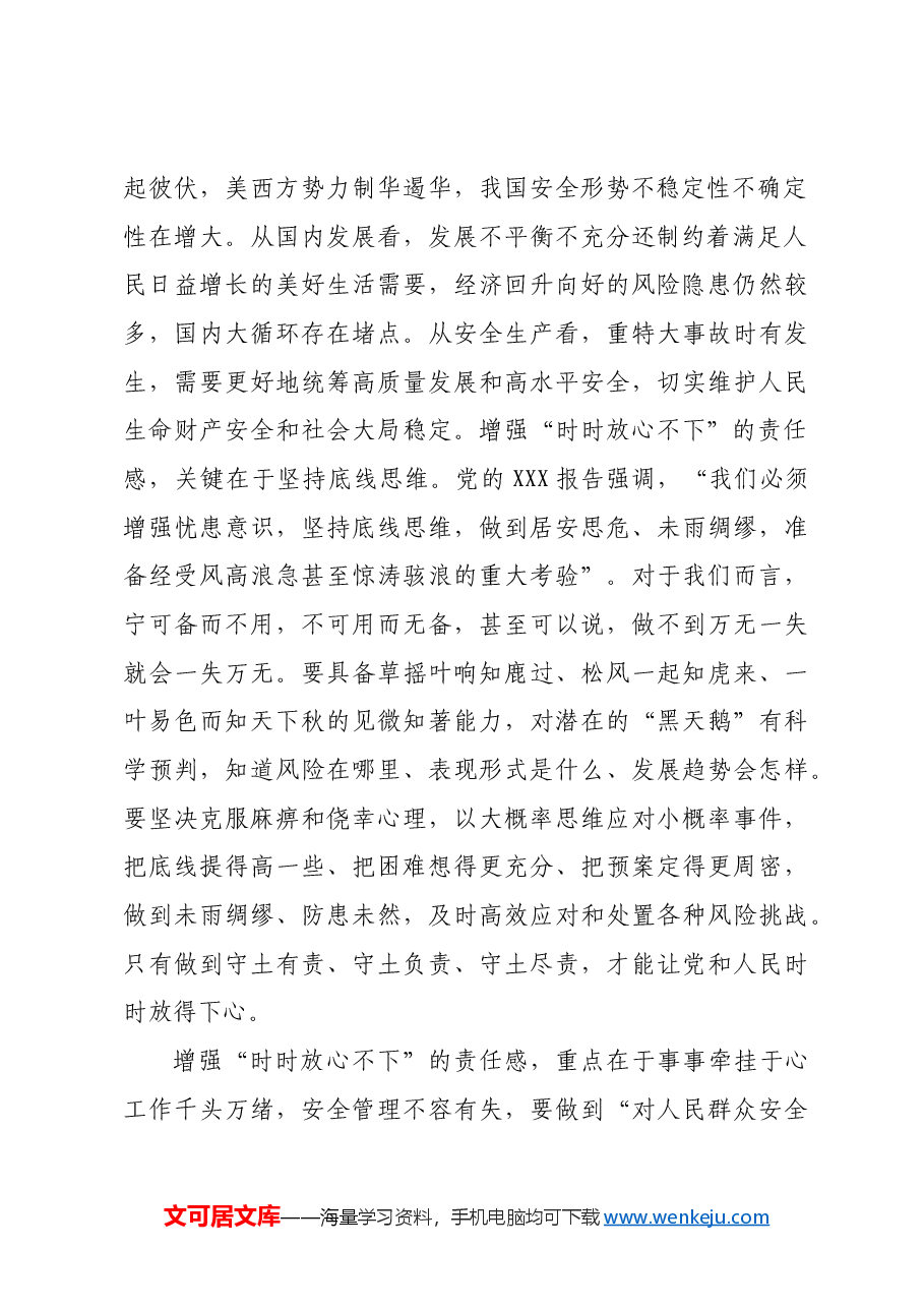 微党课:增强“时时放心不下”的责任感,筑牢安全发展基座.docx,第2页预览
