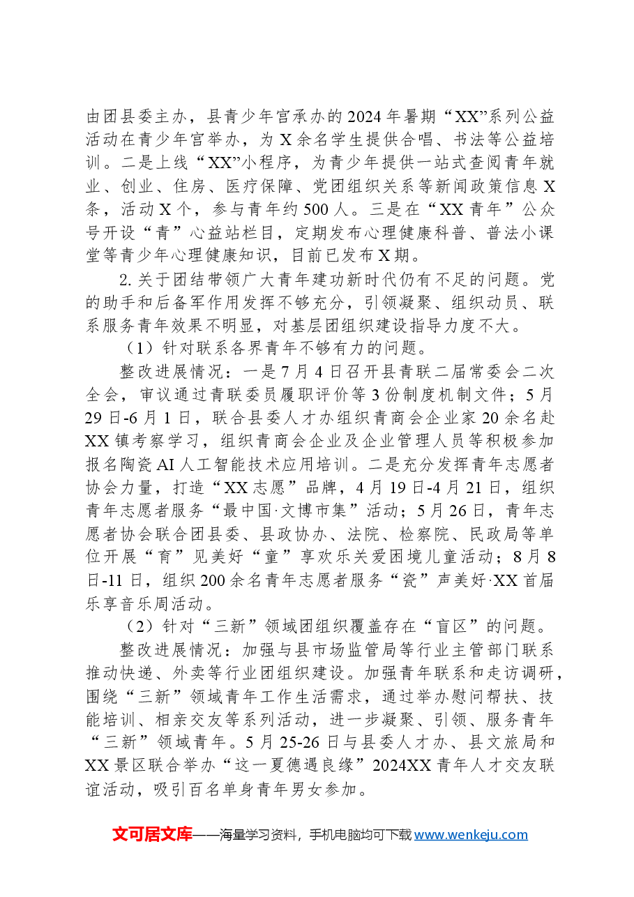 2024共青团团委巡察整改情况报告.docx，第4页预览