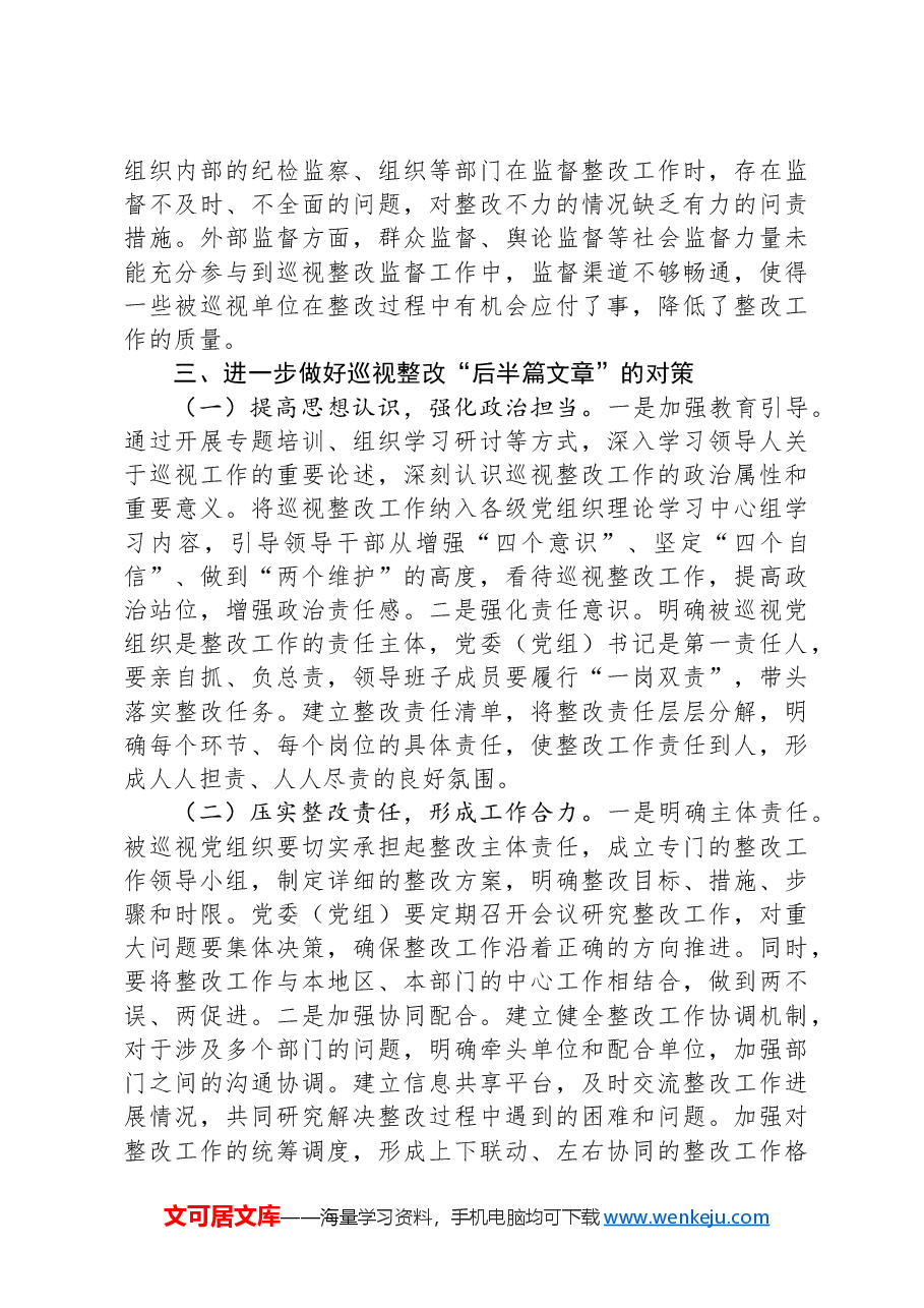 在做好巡视整改“后半篇文章”专题研讨会上的交流发言.docx,第3页预览