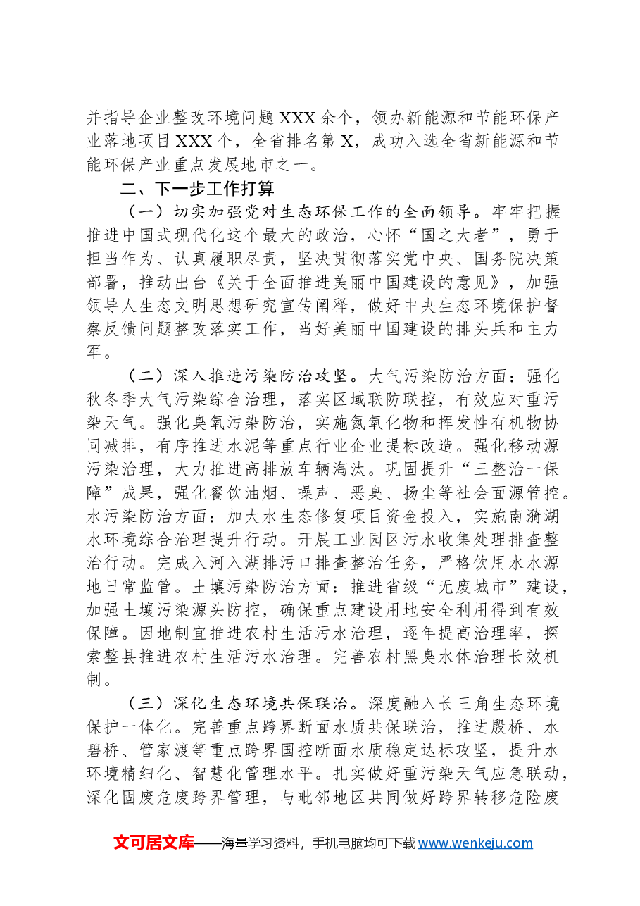市生态环境局党组书记2024年党建工作报告.docx,第3页预览
