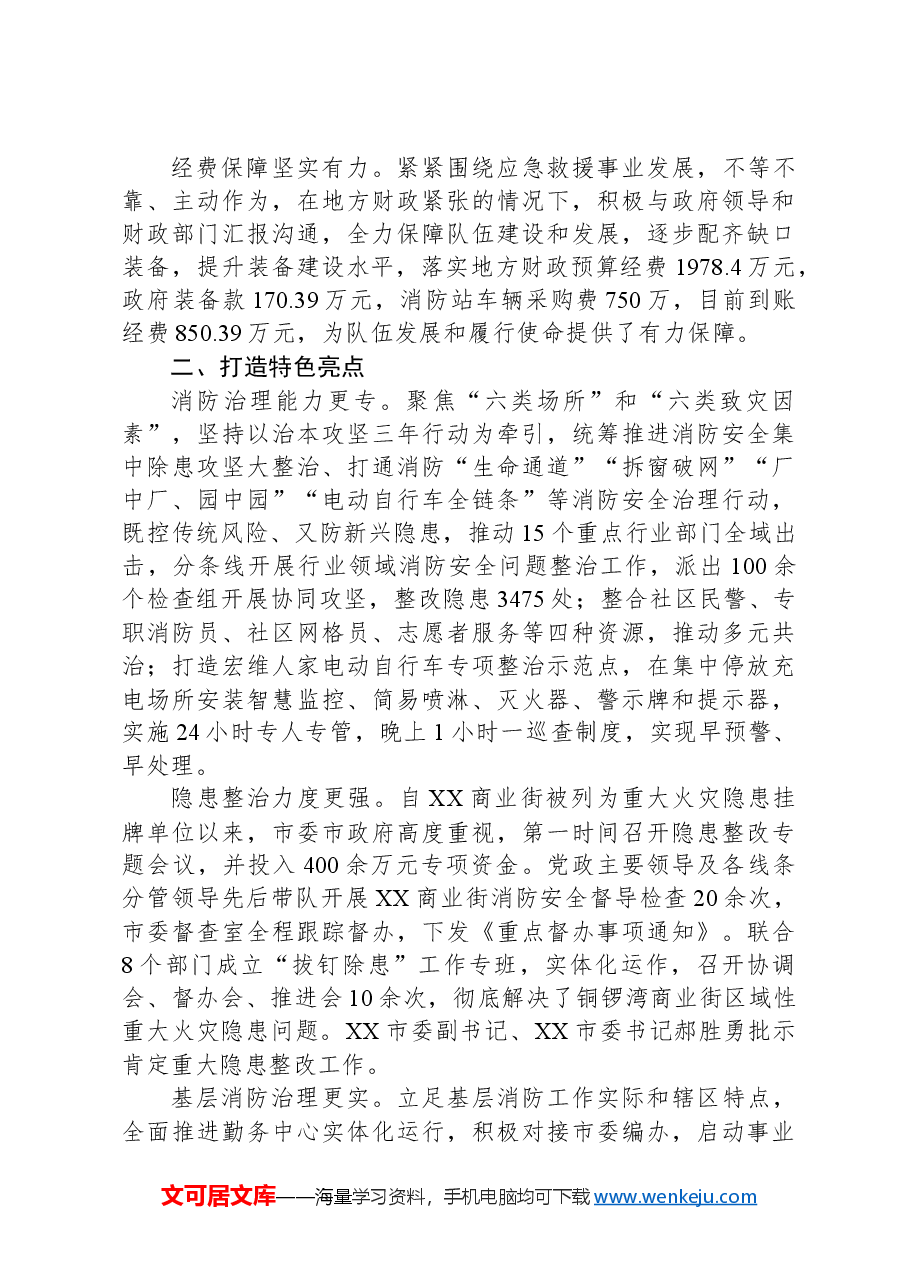 市消防救援大队2024年以来工作情况汇报.docx,第2页预览