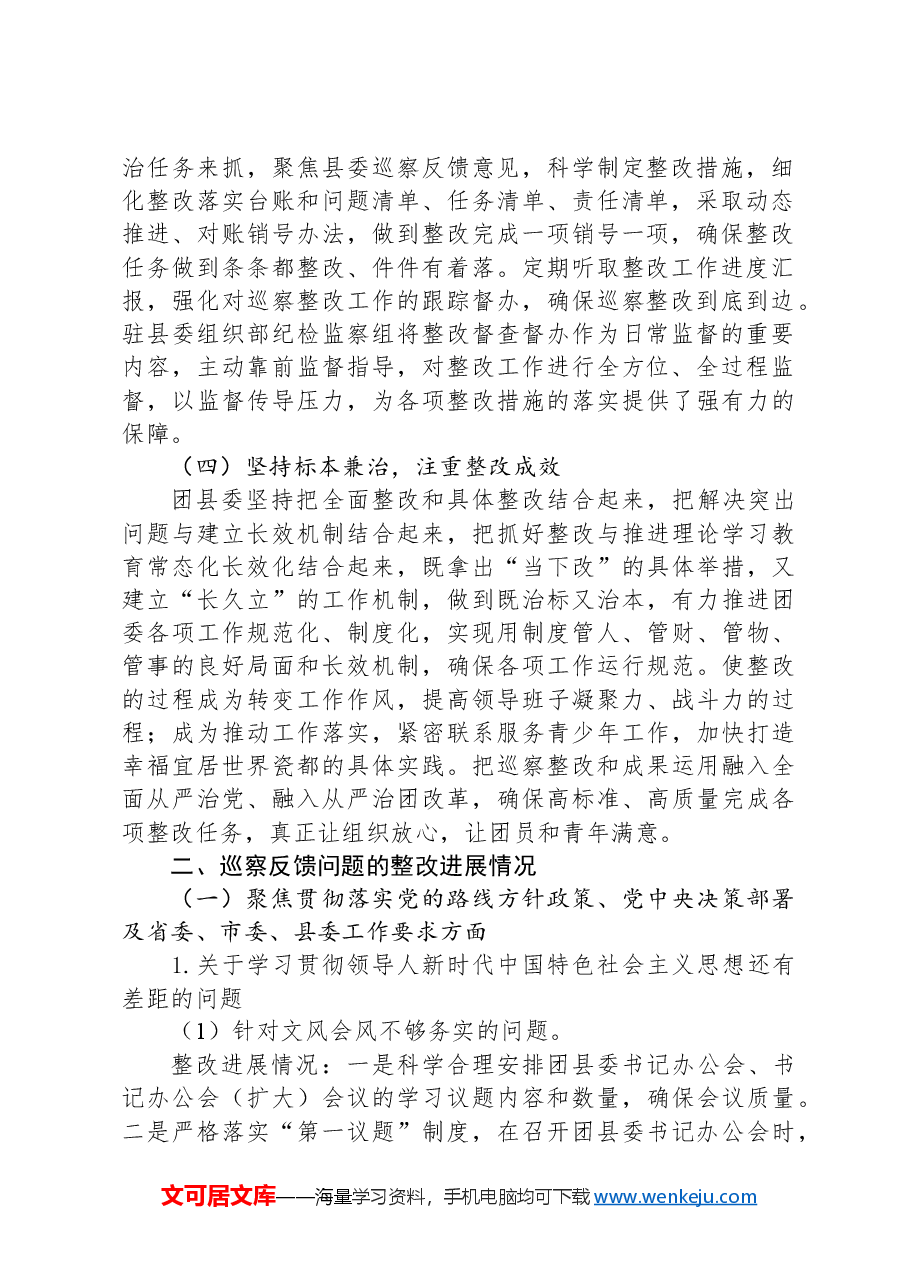 2024共青团团委巡察整改情况报告.docx，第2页预览