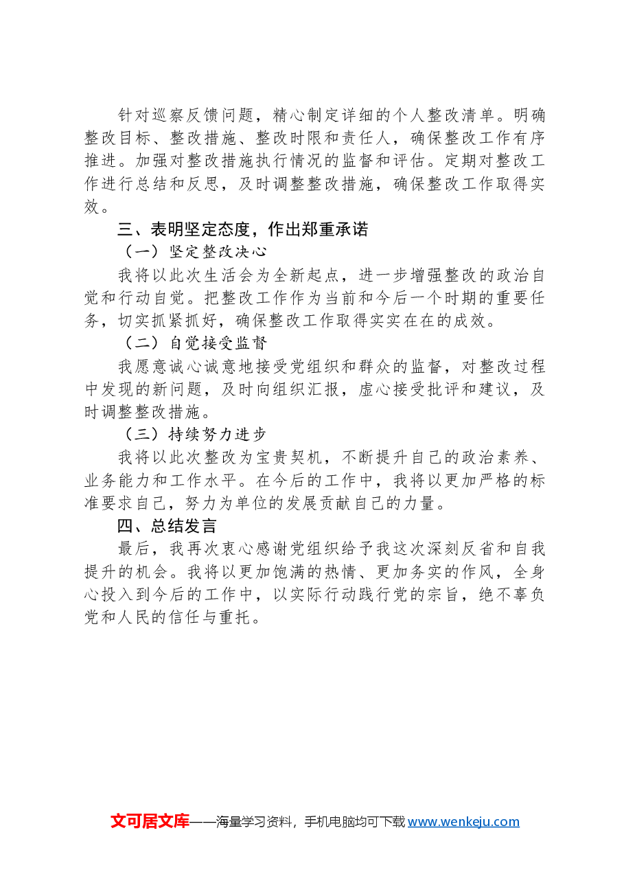 在2024年巡察整改专题生活会上的发言稿.docx,第3页预览