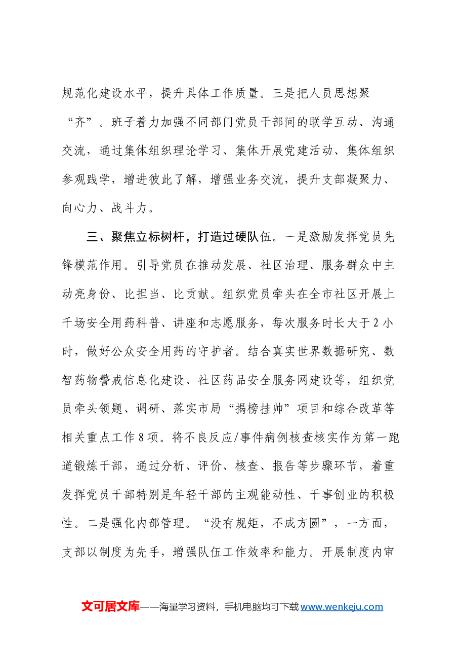 市药物警戒和风险管理研究院“四强”党支部创建工作汇报.docx,第3页预览