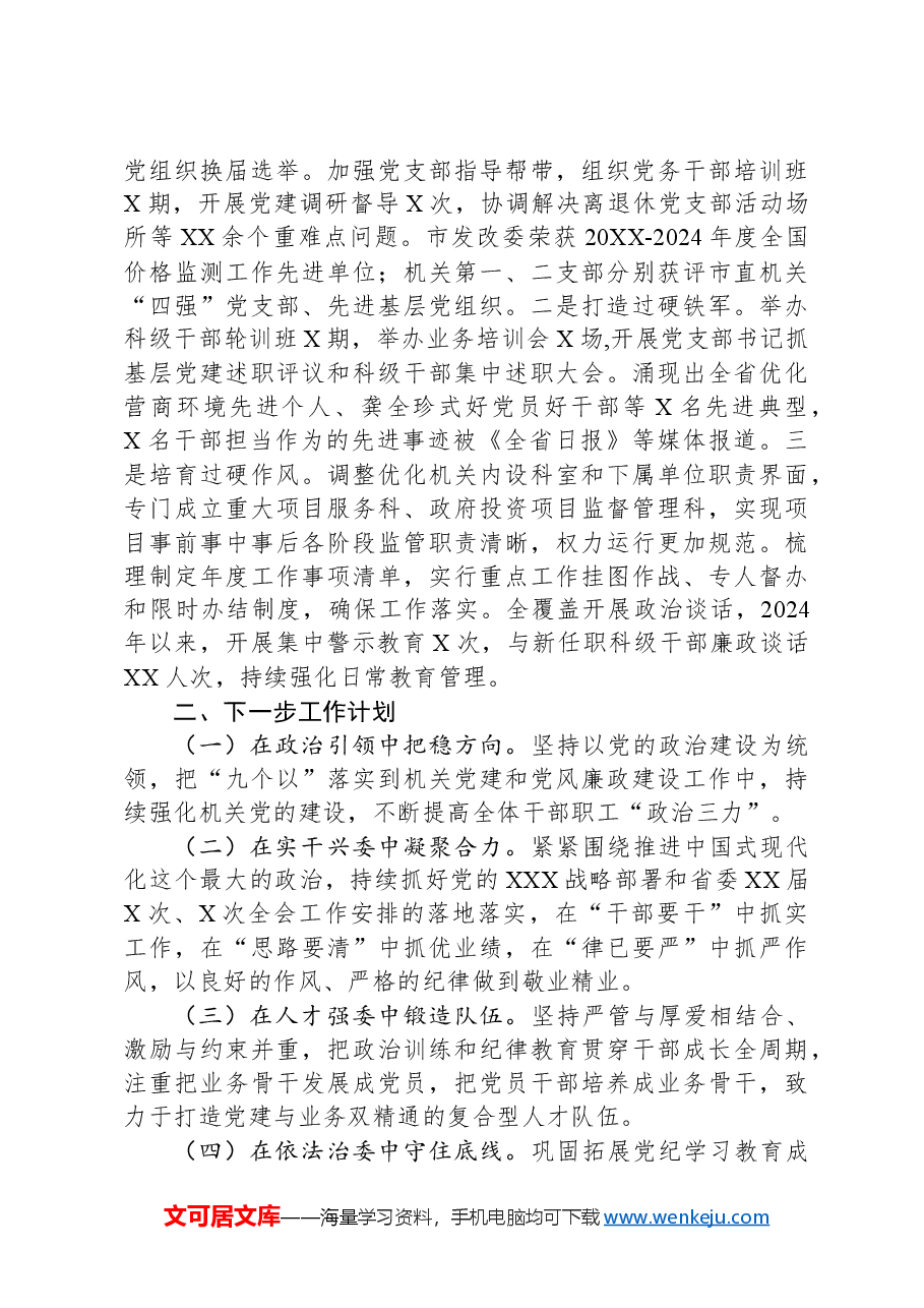 市发改委党组书记2024年党建工作报告.docx,第3页预览