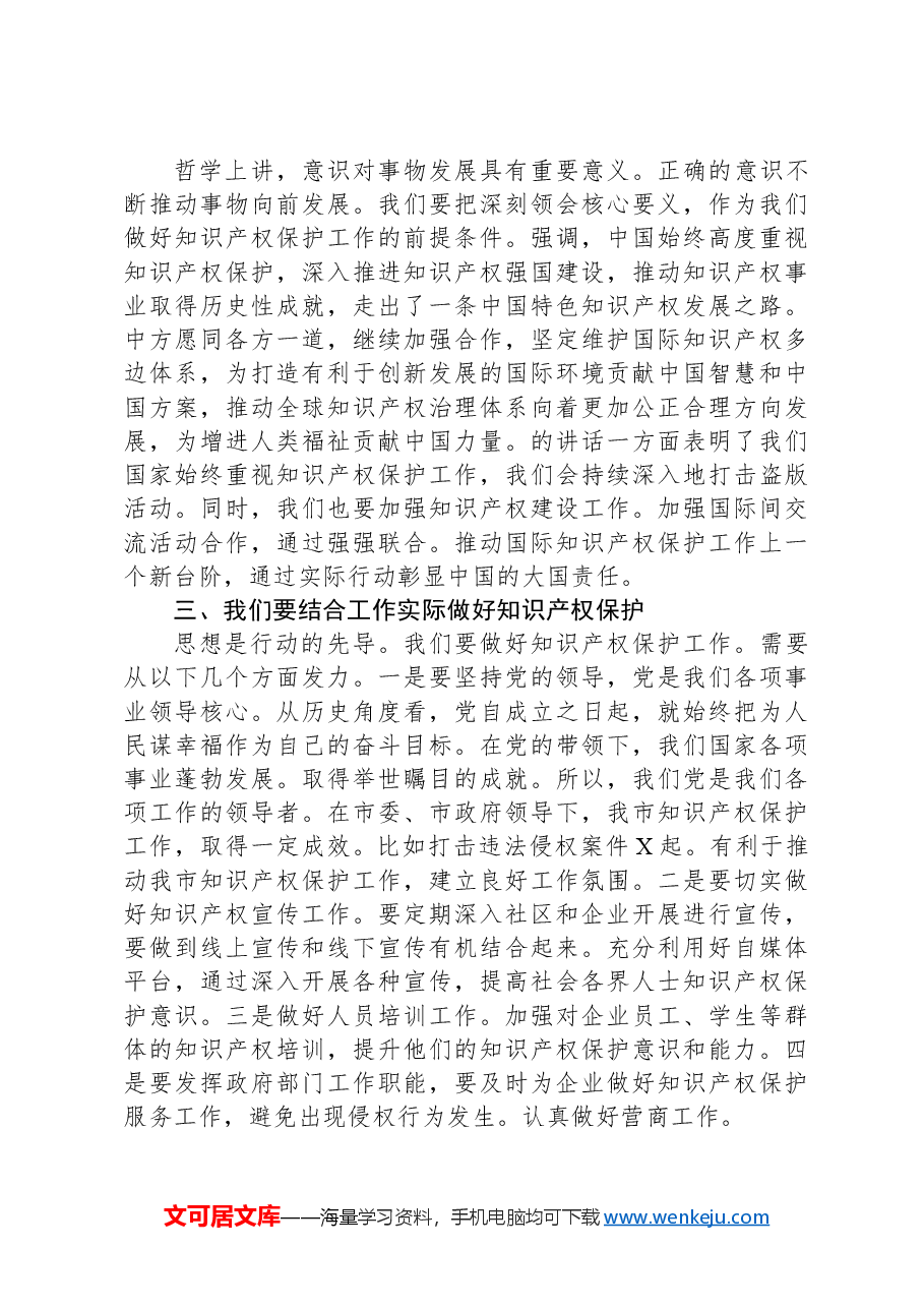 副市长学习2024年国际保护知识产权协会世界知识产权大会贺信精神研讨发言.docx,第2页预览