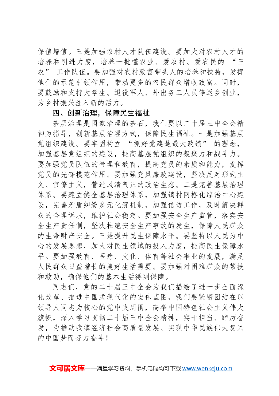 学习二十届三中全会精神,推动乡镇高质量发展.docx,第3页预览