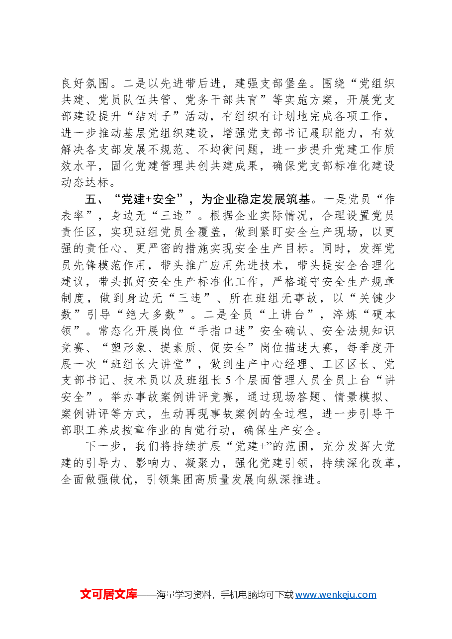 书记交流发言:“大力开展“党建+”系列实践活动+以高质量党建引领企业高质量发展.docx,第3页预览