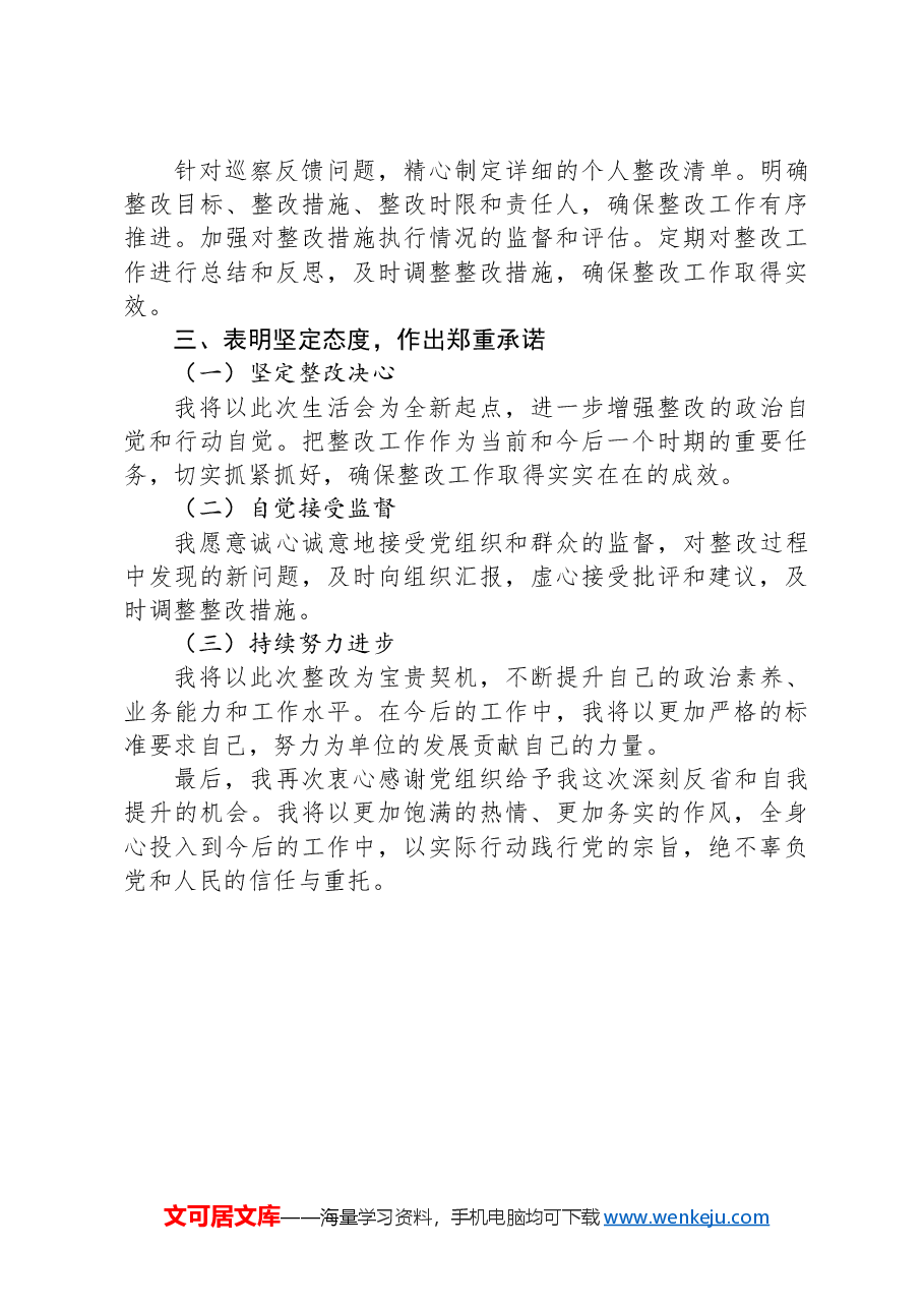 2024年巡察整改专题生活会上的发言材料.docx,第3页预览