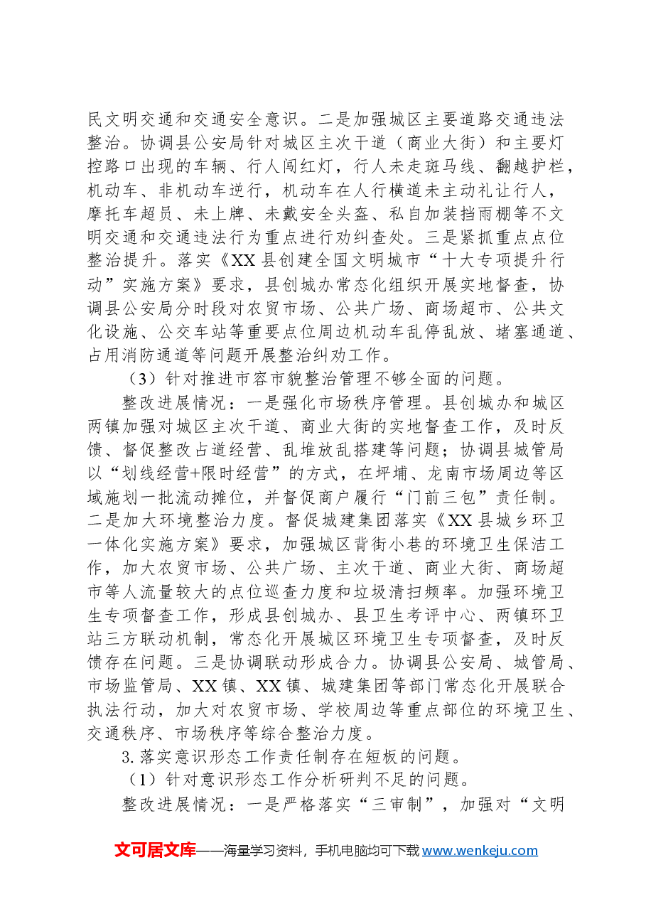 2024年政府部门巡察整改报告(文明办).docx,第4页预览