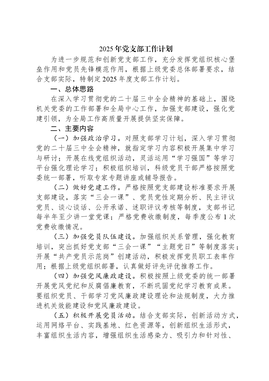 2025年党支部工作计划.docx,第1页预览