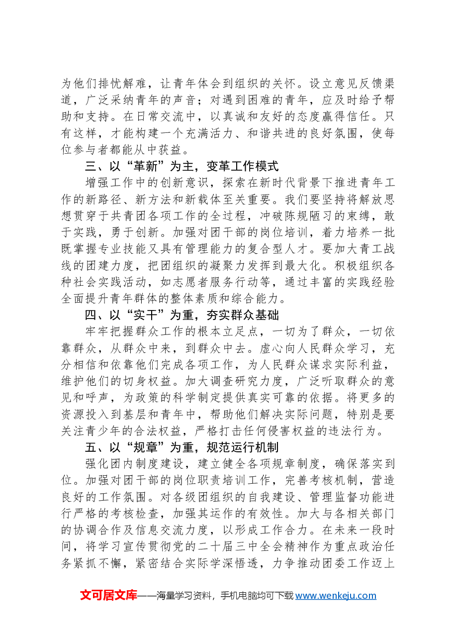 团干部在团县委二十届三中全会精神青年交流会上的交流发言.docx,第2页预览