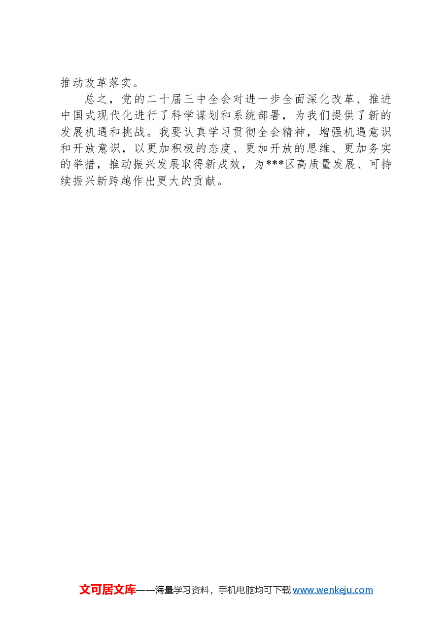 学习党的二十届三中全会精神研讨发言(增强机遇意识和开放意识).docx,第4页预览