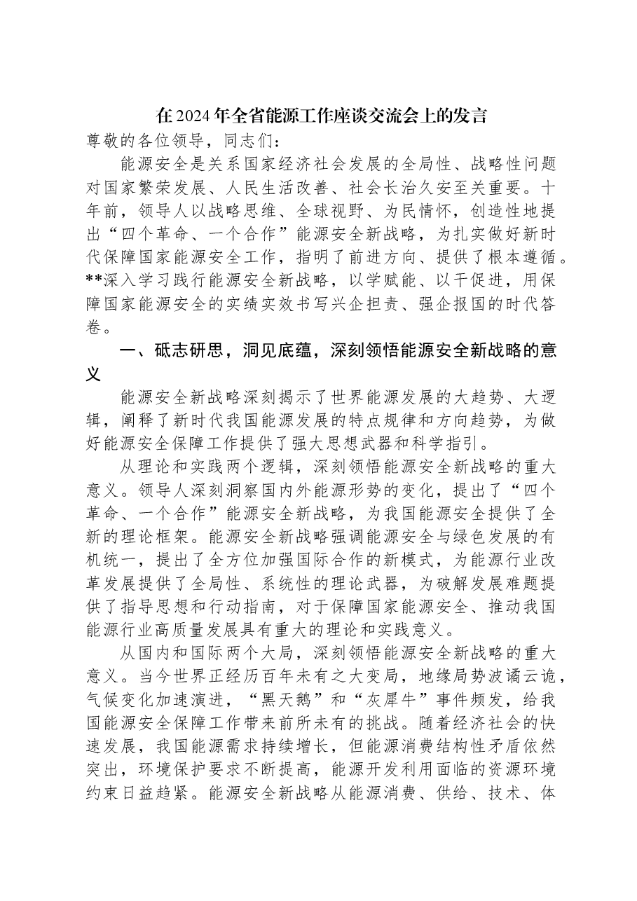 在2024年全省能源工作座谈交流会上的发言.docx，第1页预览