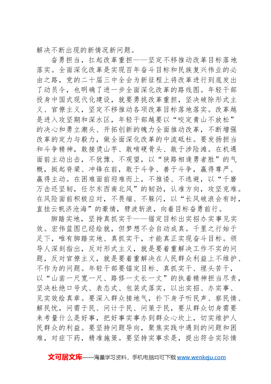 交流发言:年轻干部要当好破除形式主义、官僚主义的先锋力量.docx,第3页预览