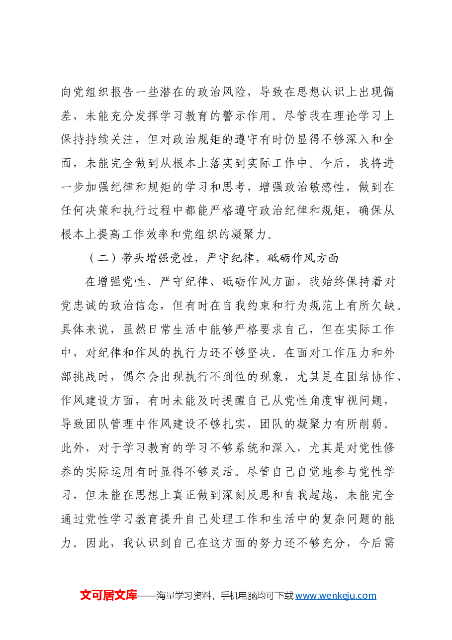 2024年专题民主生活会个人对照发言材料四个带头.docx,第2页预览