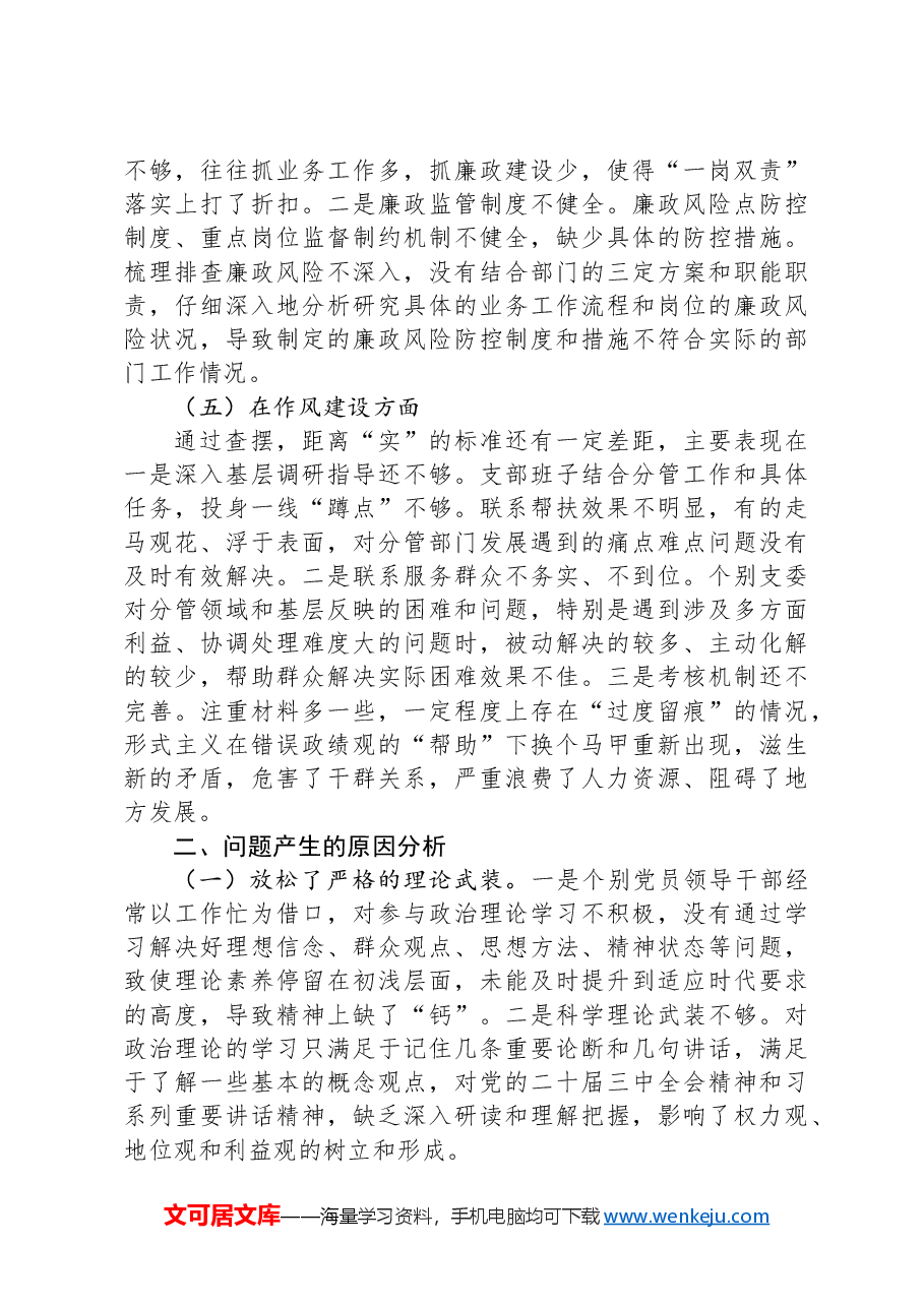 党支部巡视巡察工作民主生活会对照检查材料.docx,第3页预览