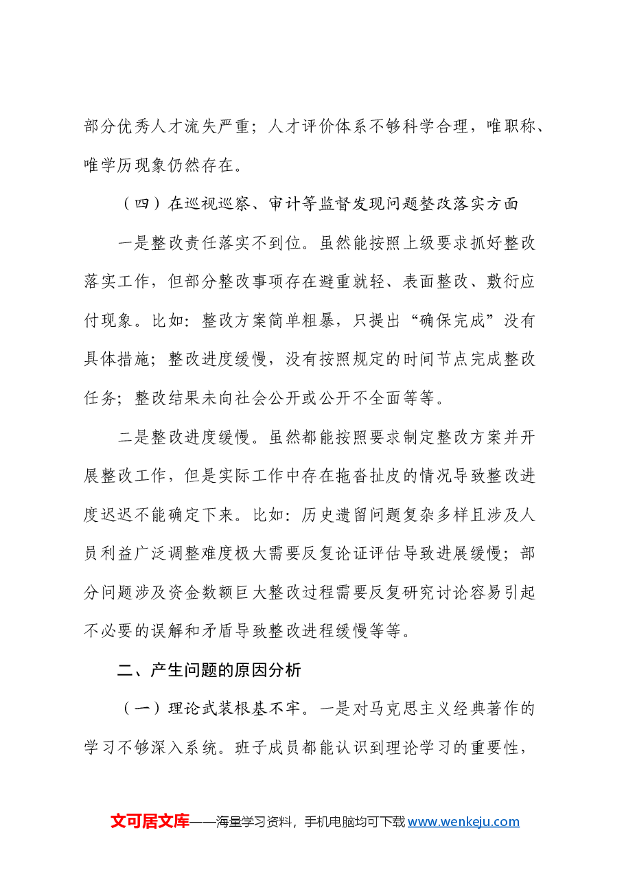 巡视反馈意见整改专题民主生活会班子对照检查.docx,第4页预览