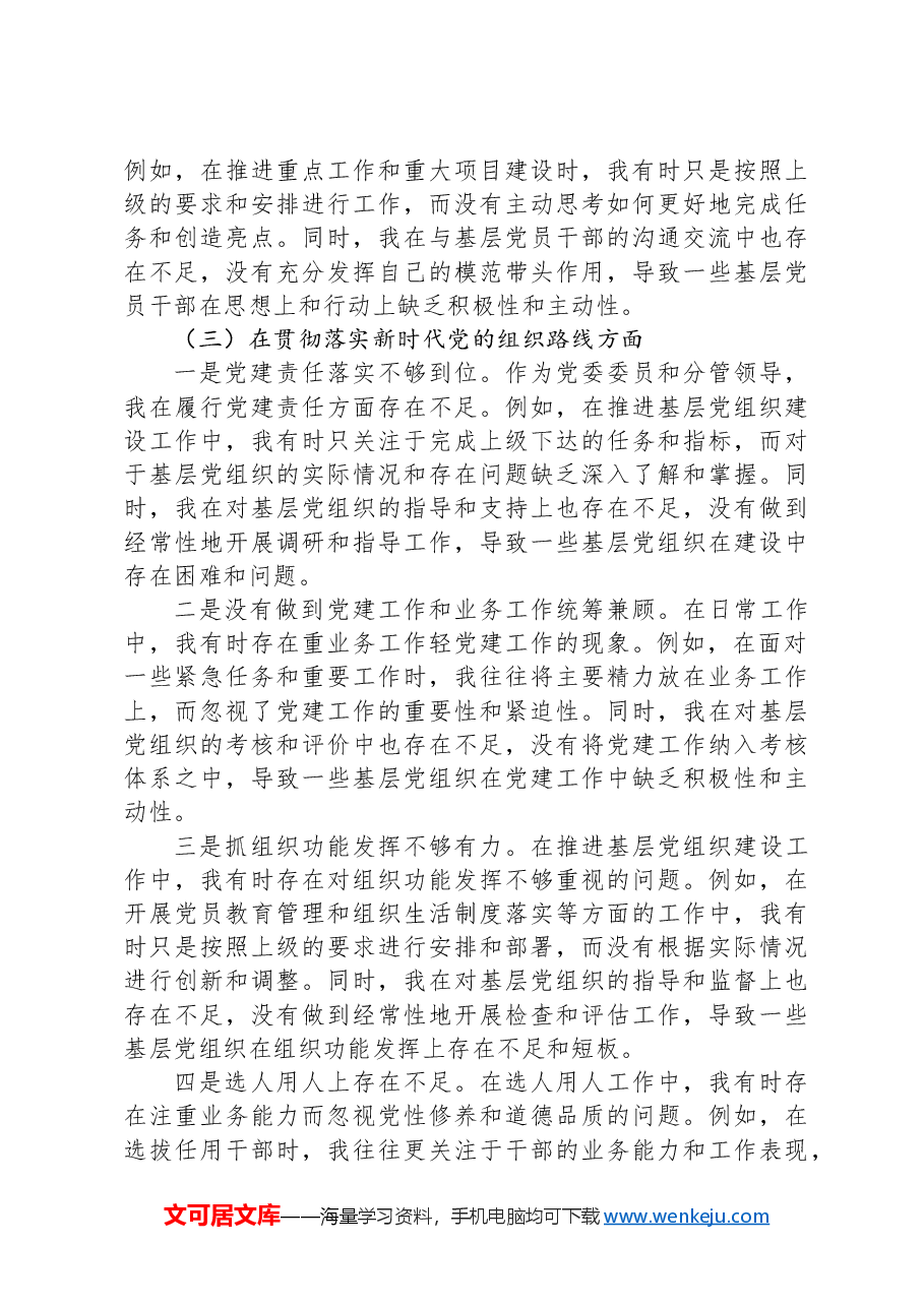 2024年乡镇党委委员巡视整改专题民主生活会个人对照检查材料.docx,第3页预览