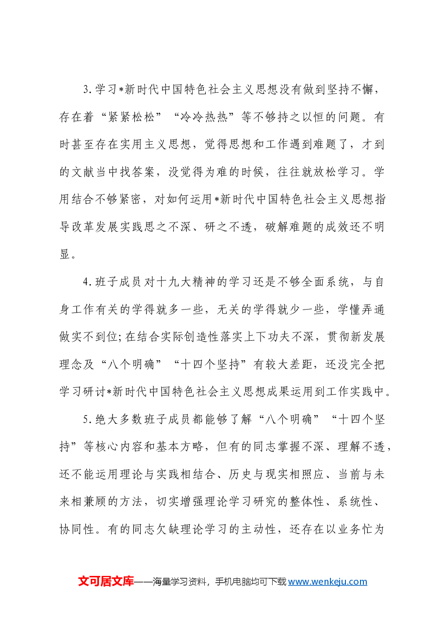 民主生活会问题、原因、措施汇总(含班子、个人,22000字).doc,第2页预览