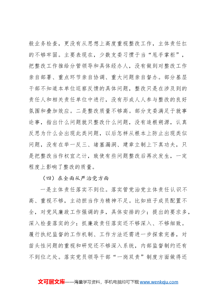 2024年巡视巡察工作专题民主生活会对照检查材料(班子).docx,第3页预览