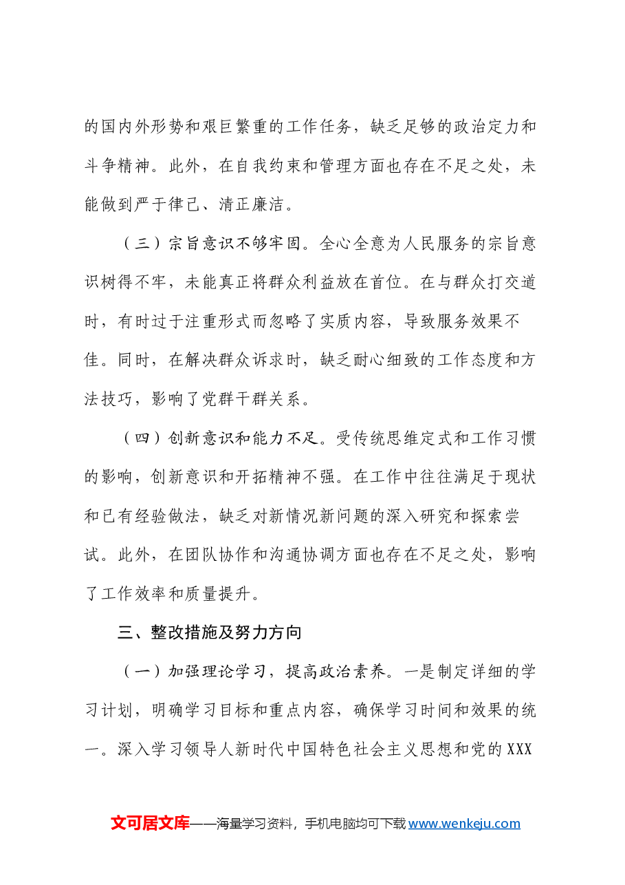 2024年专题民主生活会个人对照检查材料.docx,第4页预览