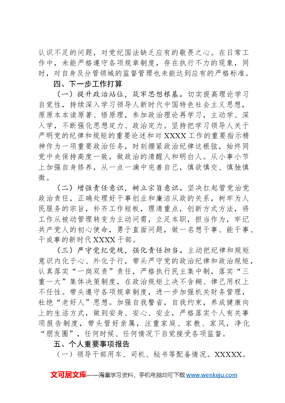 副局长“以案促改”专题民主生活会个人对照检查材料.docx,第4页预览