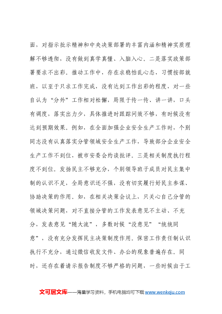 2024年民主生活会个人检查(四个带头、含个人事项上级申报).docx,第2页预览