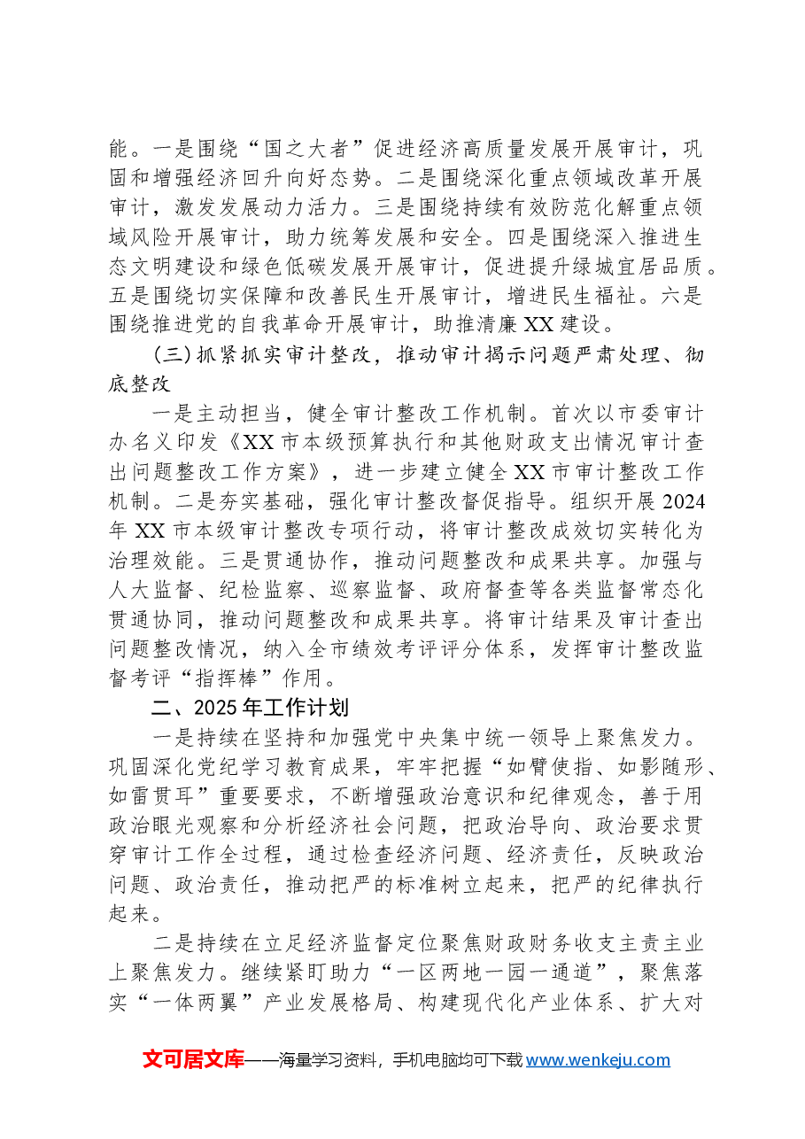 市审计局2024年工作总结和2025年工作计划.docx,第2页预览