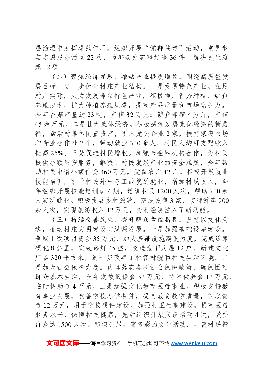 村2024年工作总结和2025年工作谋划.docx,第2页预览
