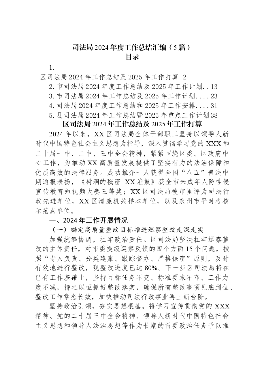 (5篇)司法局2024年度工作总结汇编.docx,第1页预览