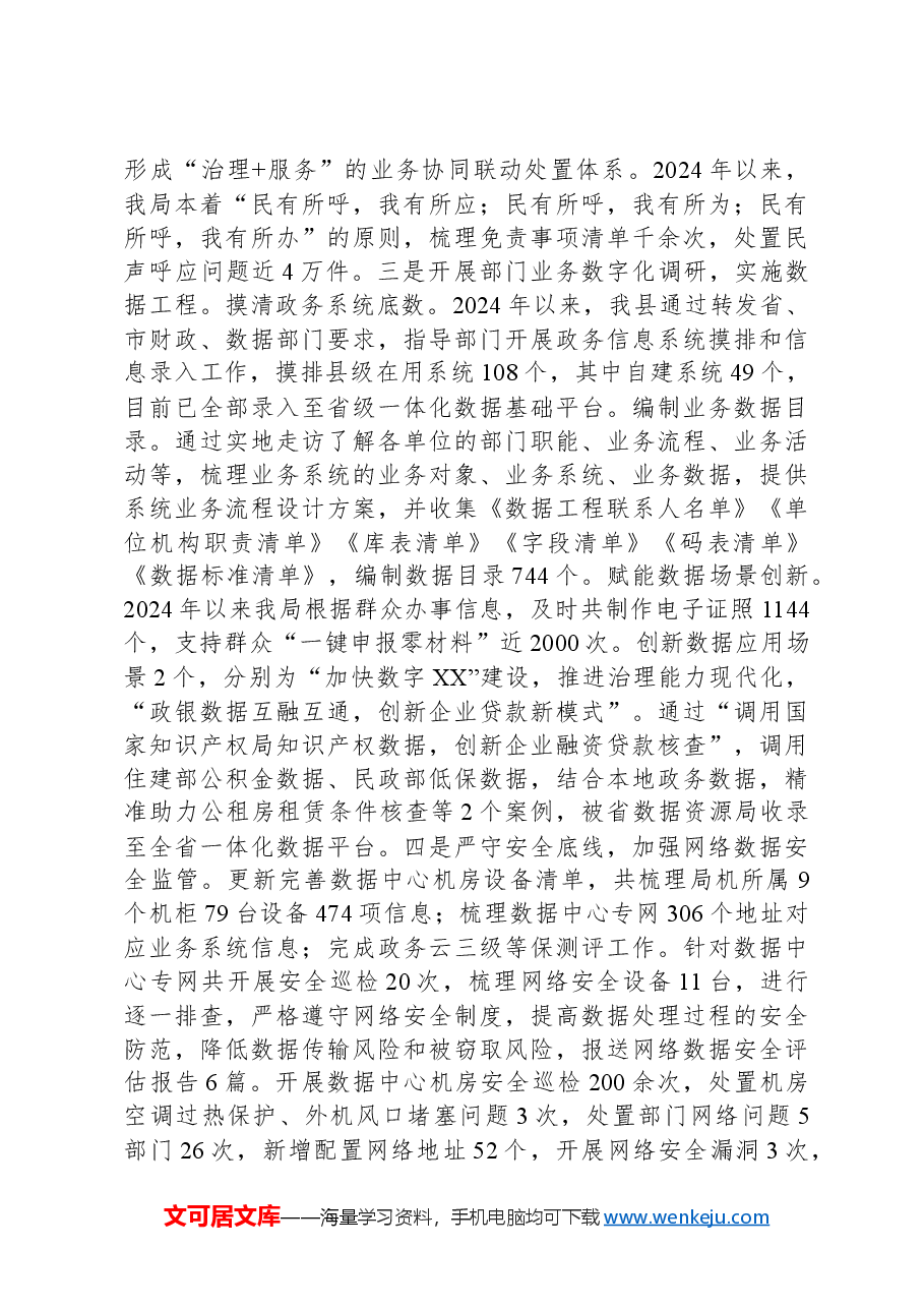 县数据资源管理局2024年度工作总结和2025年度工作计划.docx,第3页预览