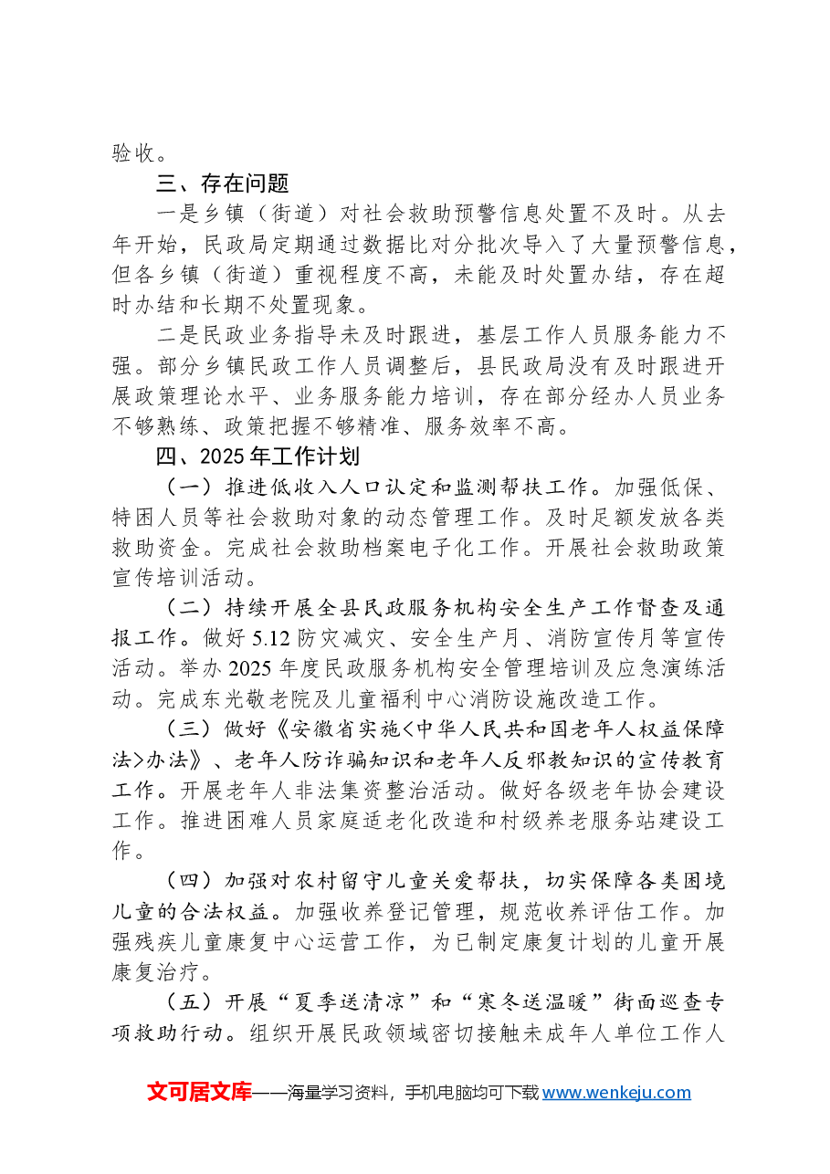 县民政局2024年度工作总结和2025年度工作计划.docx,第4页预览