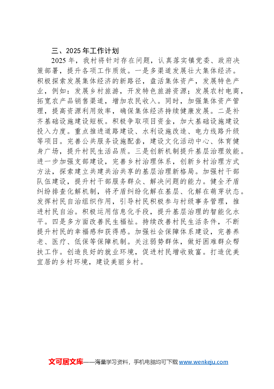 村2024年工作总结和2025年工作谋划.docx,第4页预览