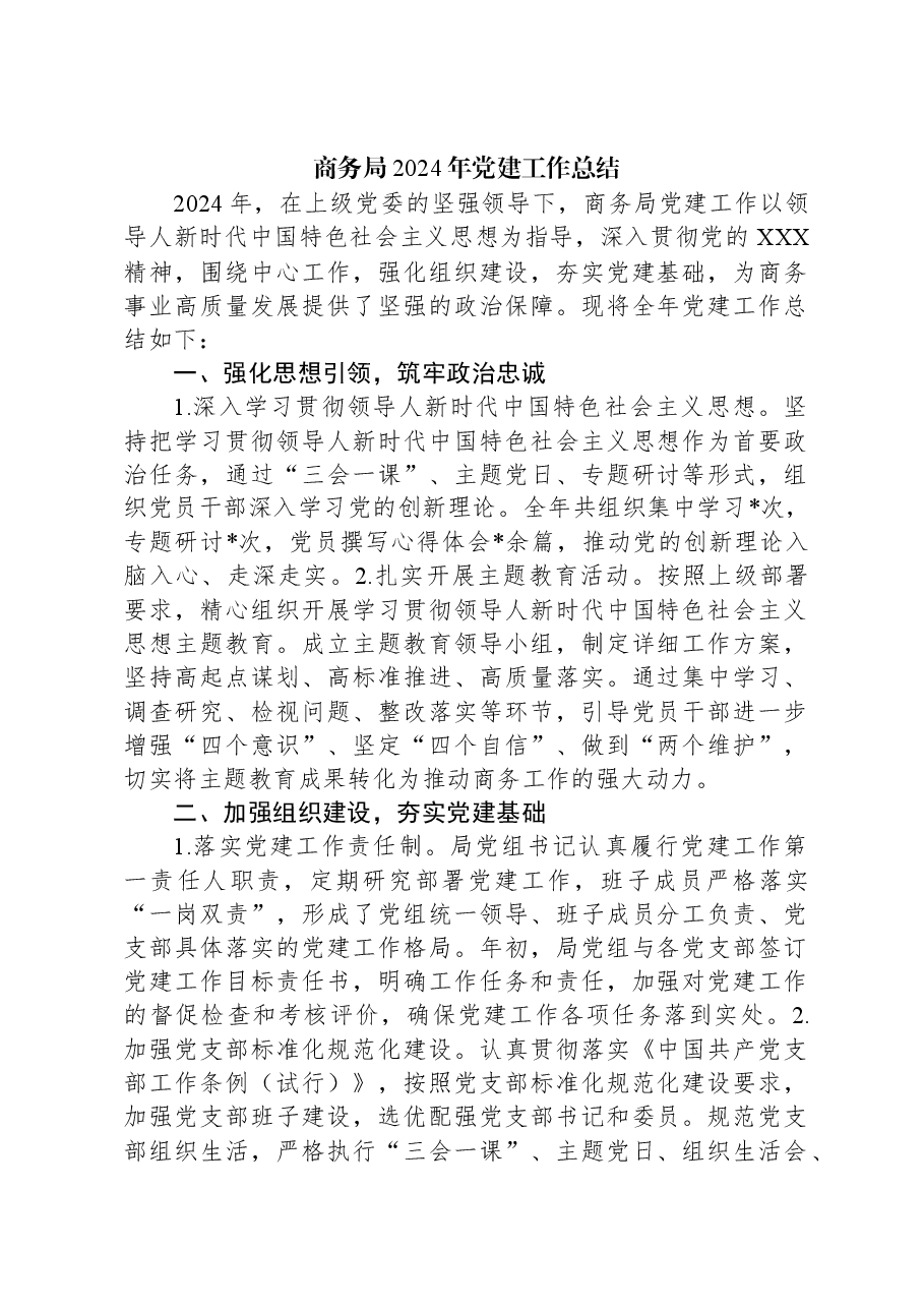 商务局2024年党建工作总结.docx,第1页预览