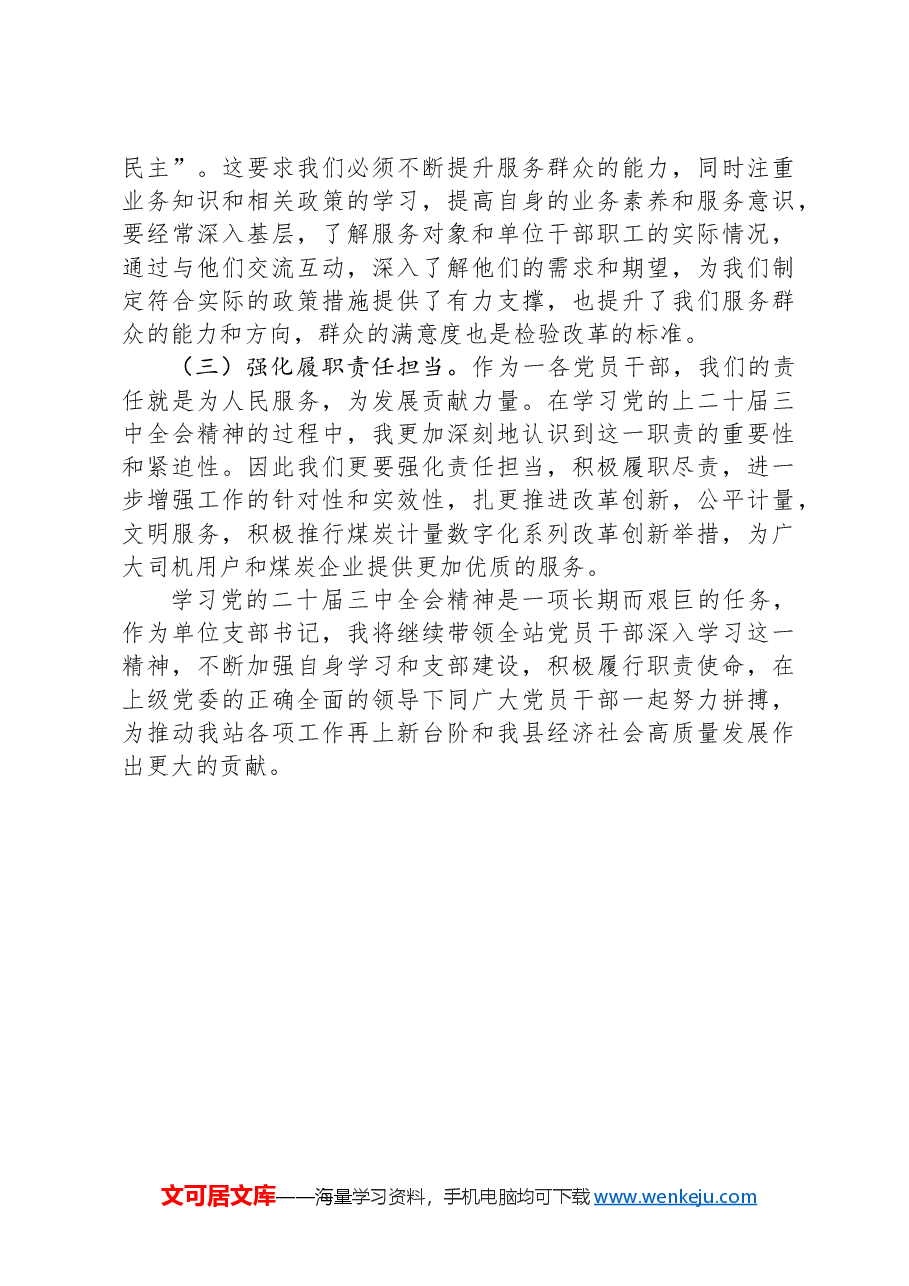 县煤炭计量站党支部书记学习贯彻党的二十届三中全会精神心得体会.docx,第3页预览