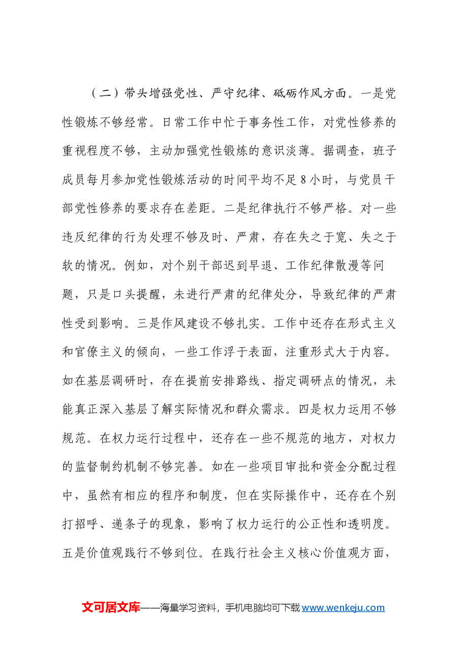 市委领导班子2024年度民主生活会对照检视发言材料.docx,第3页预览