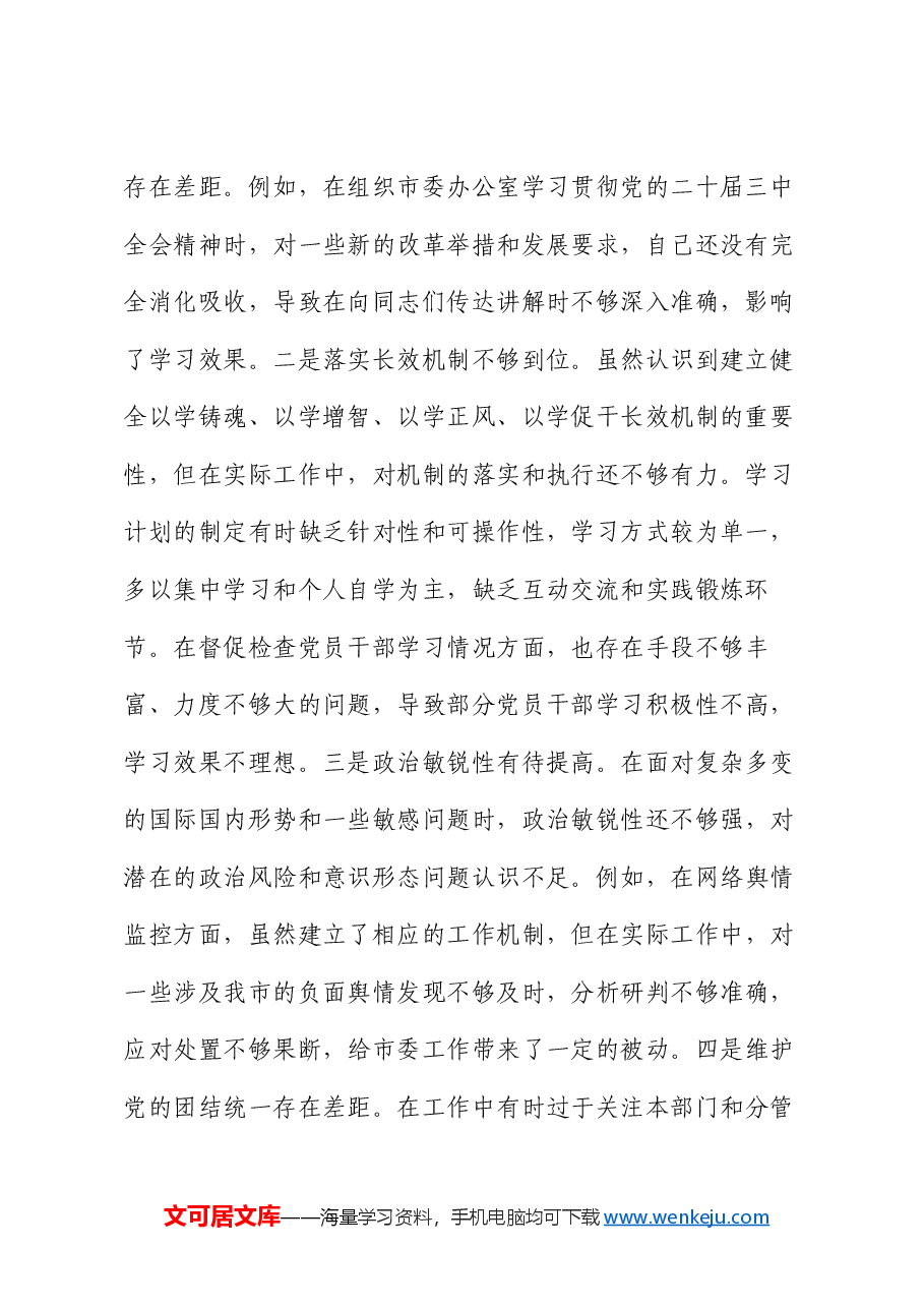 市委秘书长2024年度民主生活会对照检视发言材料.docx,第2页预览