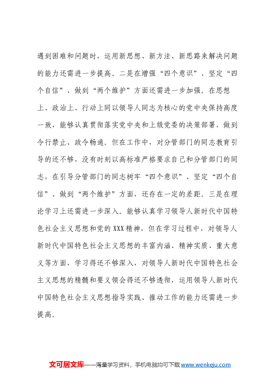 2024年民主生活会个人对照检查剖析材料(领导班子成员个人发言提纲).docx,第2页预览