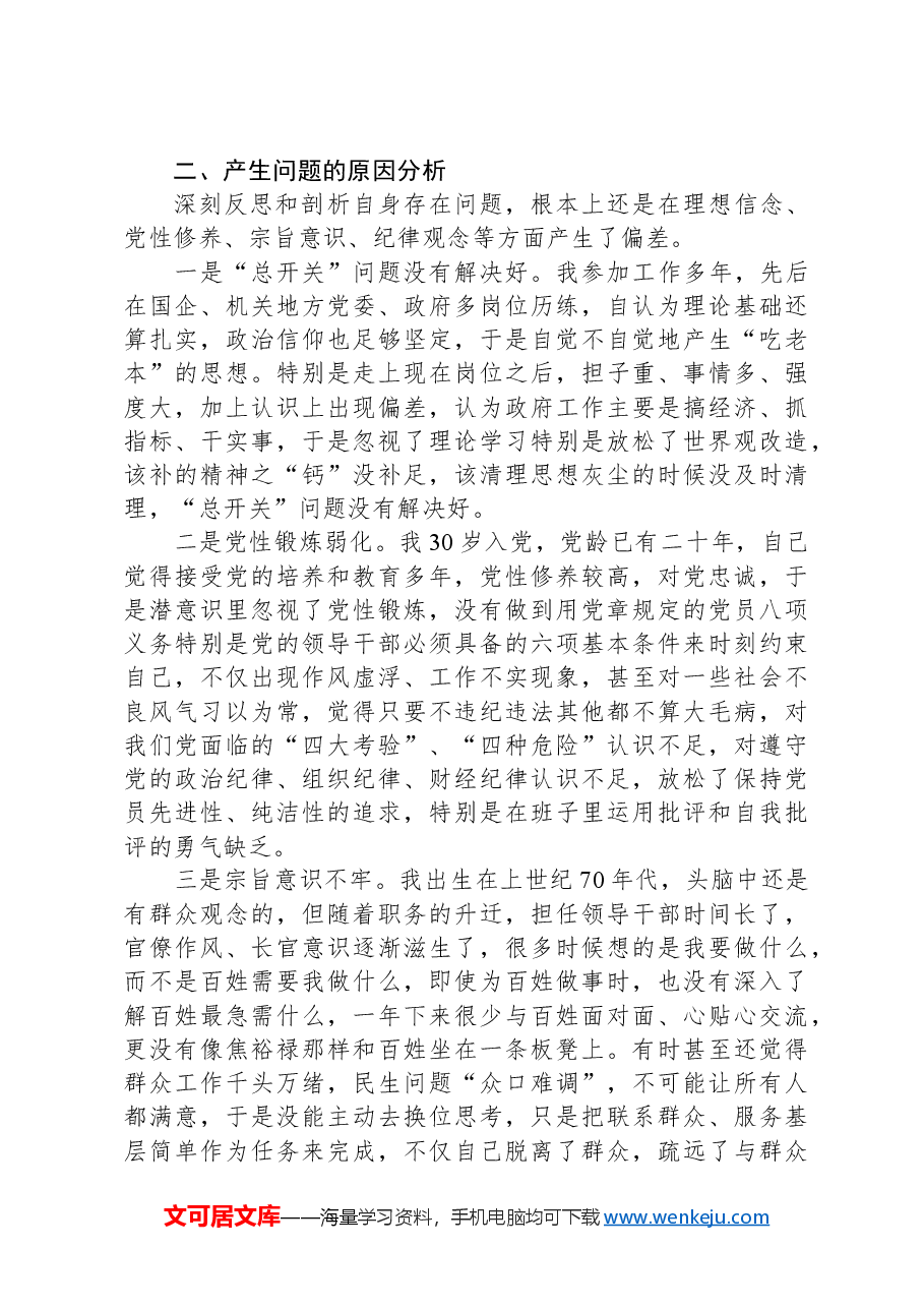 县委常委、副县长2024年度民主生活会对照检查材料.docx,第4页预览